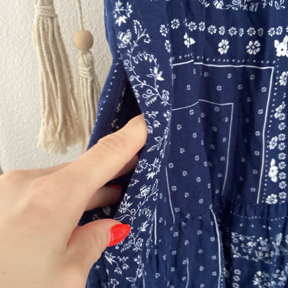 Universal Thread bandana print strapless midi dress blue white vacation small - Picture 6 of 16